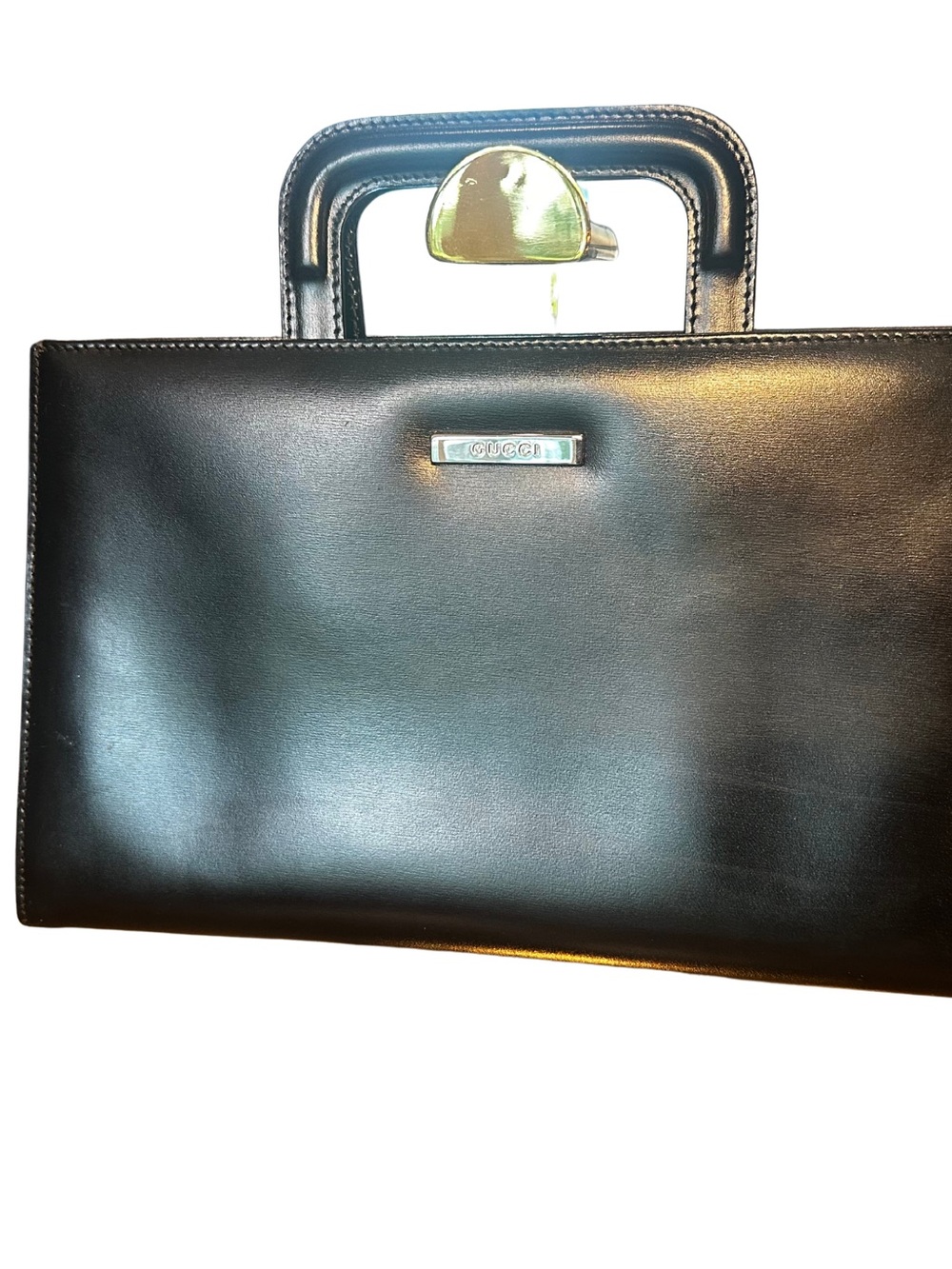 Authentic Vintage Gucci Black Leather Handbag Serial 000-2058-0548-5